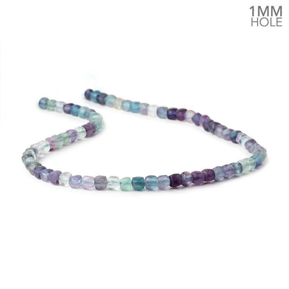 4mm Multi Color Fluorite Micro Faceted Cubes 12 Inch 85 Beads 1mm Large Hole