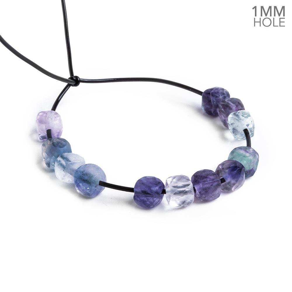 4mm Multi Color Fluorite Micro Faceted Cubes 12 Inch 85 Beads 1mm Large Hole