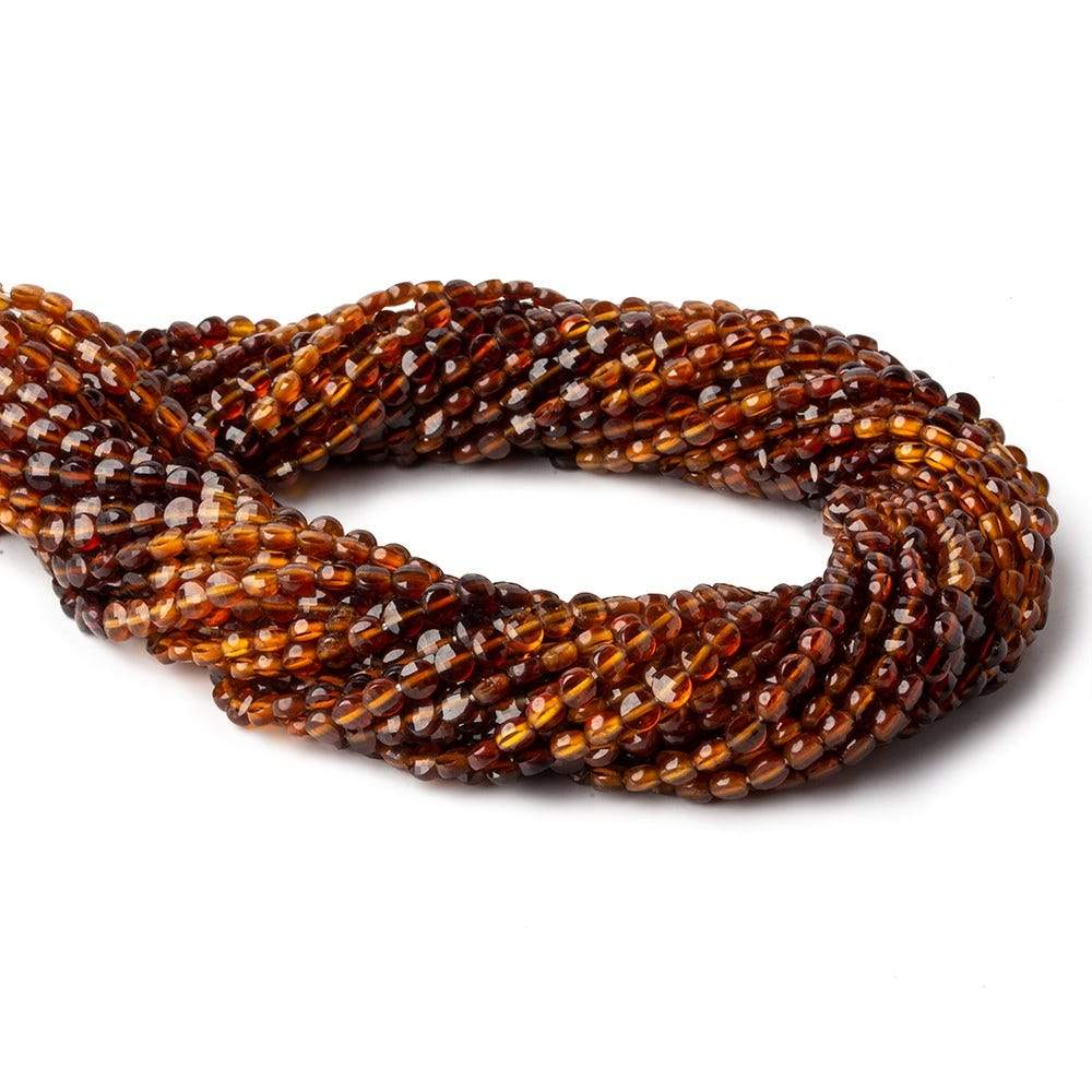 4mm Multi Color Hessonite Garnet checkerboard calibrated faceted coins 12.5 inch 85 beads AAA