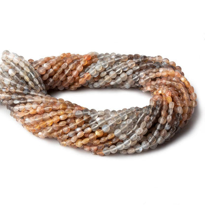 4mm Multi Color Moonstone checkerboard calibrated faceted coins 12.5 inch 85 beads AAA