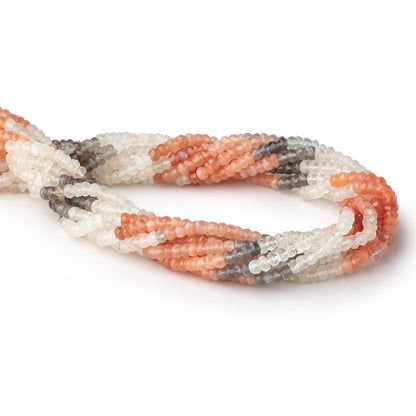 4mm Multi Color Moonstone Faceted Rondelle Beads 13.75 inches 139 pieces