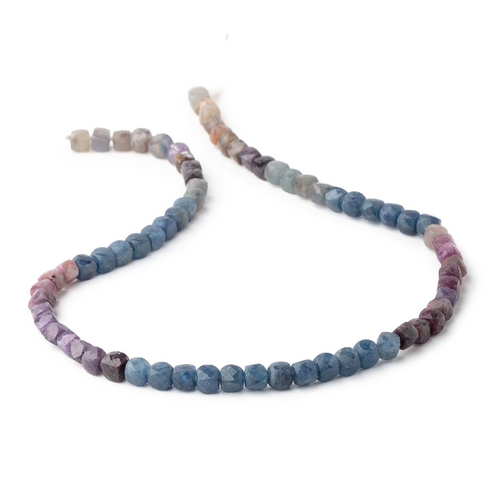 4mm Multi Color Sapphire Micro Faceted Cube Beads 12 inch 70 pieces