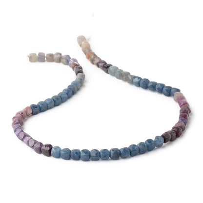 4mm Multi Color Sapphire Micro Faceted Cube Beads 12 inch 70 pieces