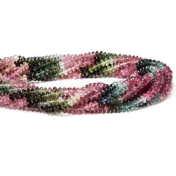 4mm Multi Color Tourmaline Beads Plain Disc Rondelle
