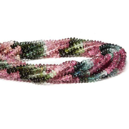 4mm Multi Color Tourmaline Beads Plain Disc Rondelle