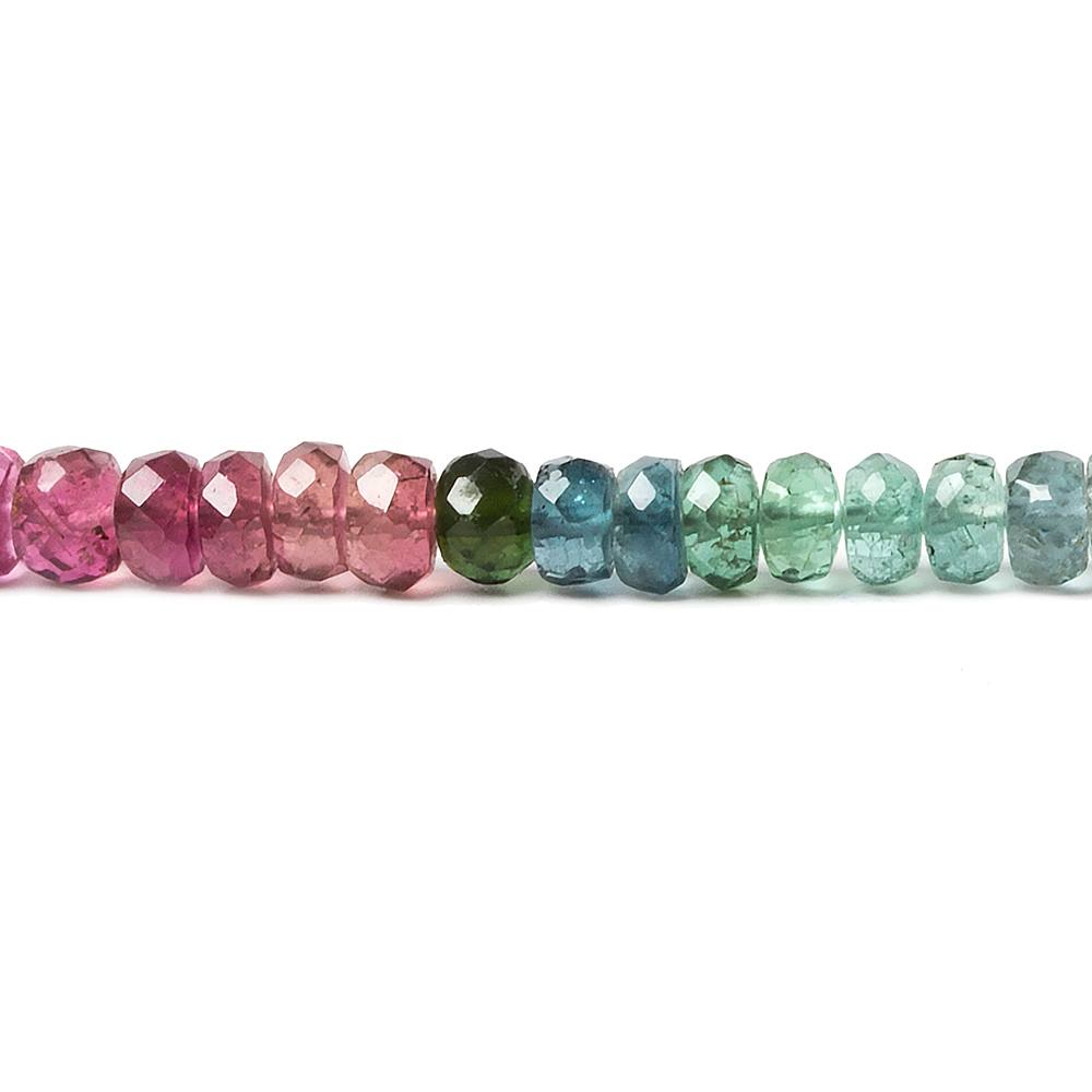 4mm Multi Color Tourmaline faceted rondelle beads 17 inch 184 pieces