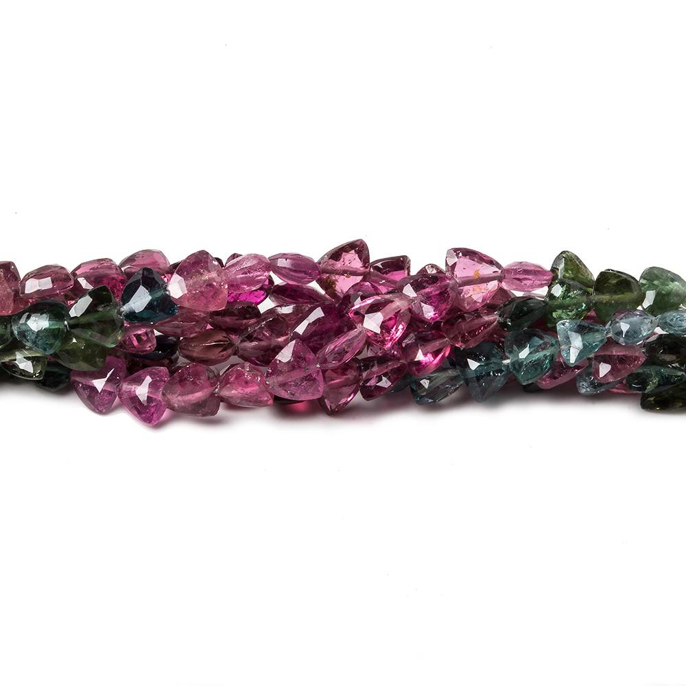 4mm Multi Color Tourmaline faceted trillion beads 18 inch 118 pieces AA