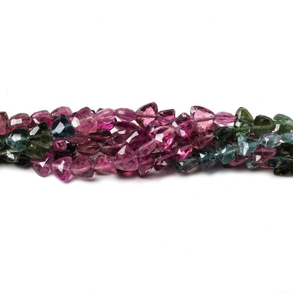 4mm Multi Color Tourmaline faceted trillion beads 18 inch 118 pieces AA