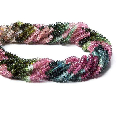 4mm Multi Color Tourmaline Plain Rondelle