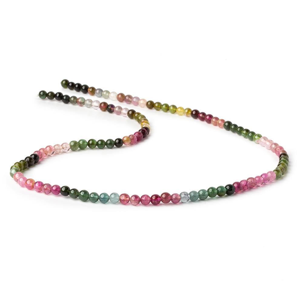 4mm Multi Color Tourmaline Plain Round Beads 16 inch 105 pcs AA