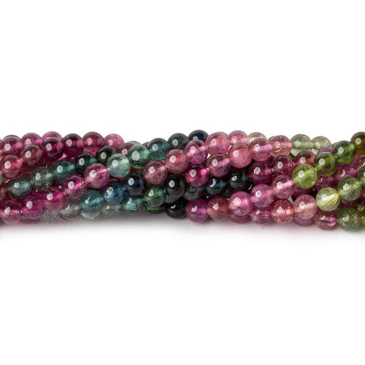 4mm Multi Color Tourmaline Plain Round Beads 16 inch 105 pcs AA