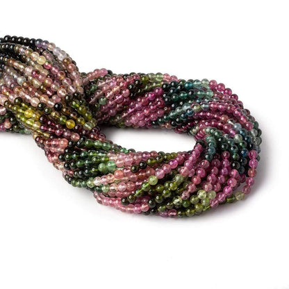 4mm Multi Color Tourmaline Plain Round Beads 16 inch 105 pcs AA