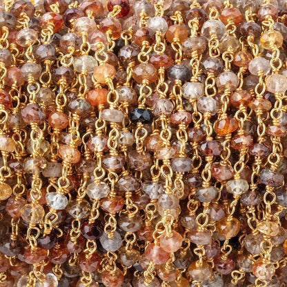 4mm Multi Color Zircon Faceted Rondelle Beads on Vermeil Chain