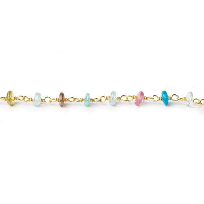 4mm Multi Gemstone Gold plated Chain by the foot