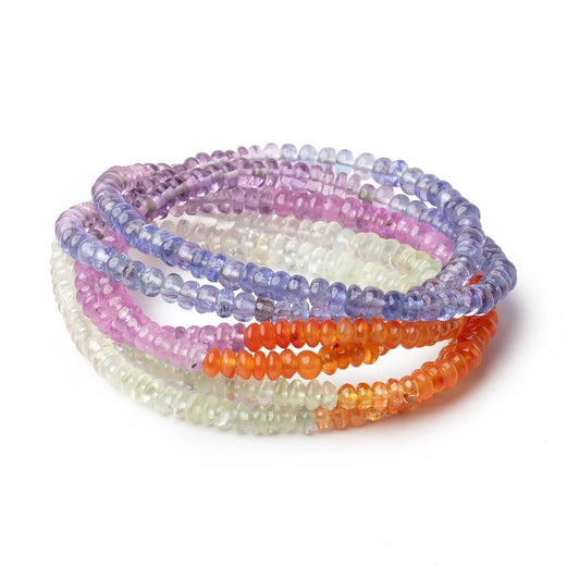 4mm Multi Gemstone Plain Rondelle 18 inch 206 Beads AAA