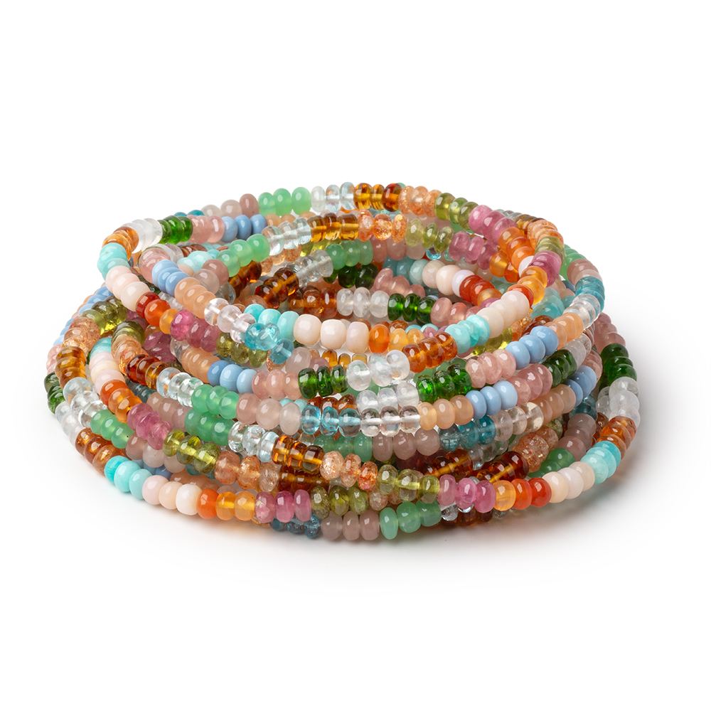 4mm Multi Gemstone Plain Rondelle Beads 36 inch 366 pieces AA