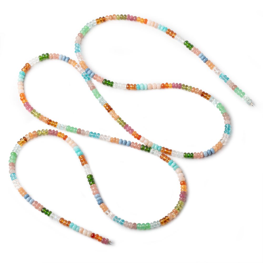 4mm Multi Gemstone Plain Rondelle Beads 36 inch 366 pieces AA