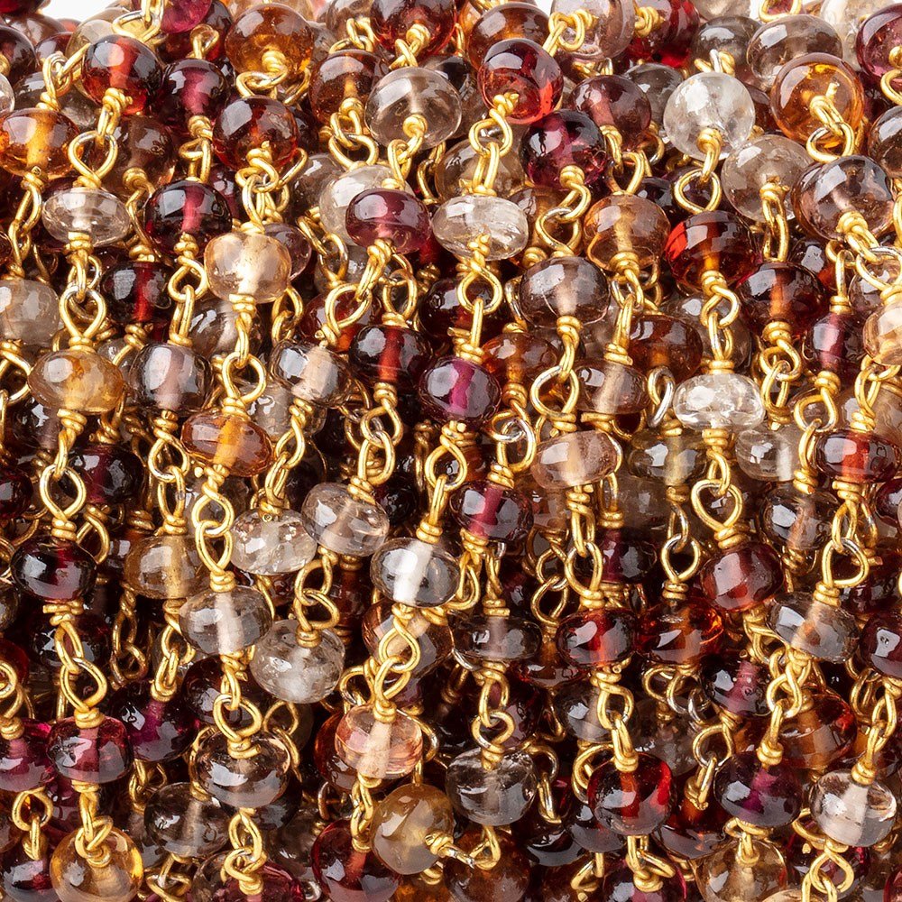 4mm Multi Gemstone Plain Rondelle Beads on Vermeil Chain