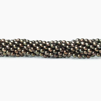 4mm Mushroom Green Straight Drilled Oval Freshwater Pearls, 15 inch, 90 pieces