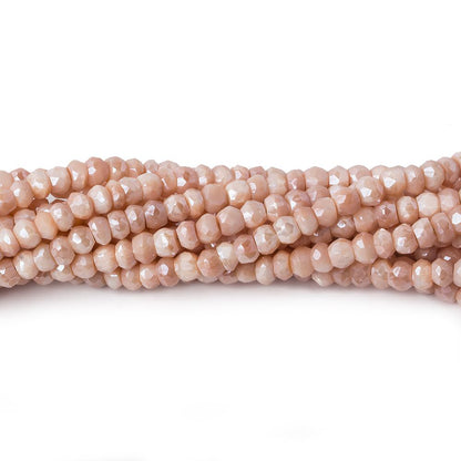 4mm Mystic Angel Skin Peach Moonstone faceted rondelles 16 inch 135 beads