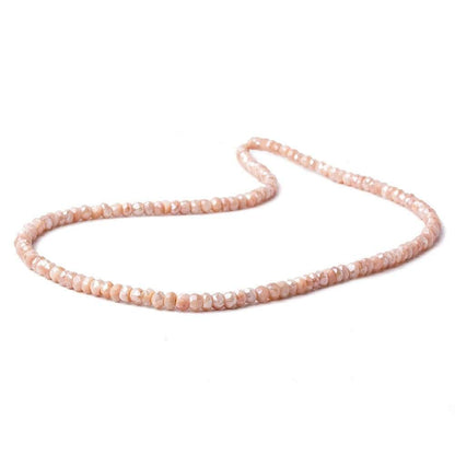 4mm Mystic Angel Skin Peach Moonstone faceted rondelles 16 inch 135 beads