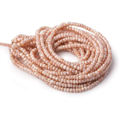 4mm Mystic Angel Skin Peach Moonstone faceted rondelles 16 inch 135 beads