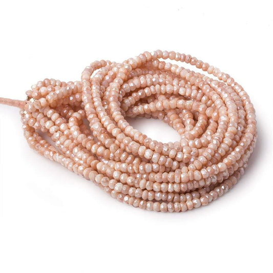 4mm Mystic Angel Skin Peach Moonstone faceted rondelles 16 inch 135 beads