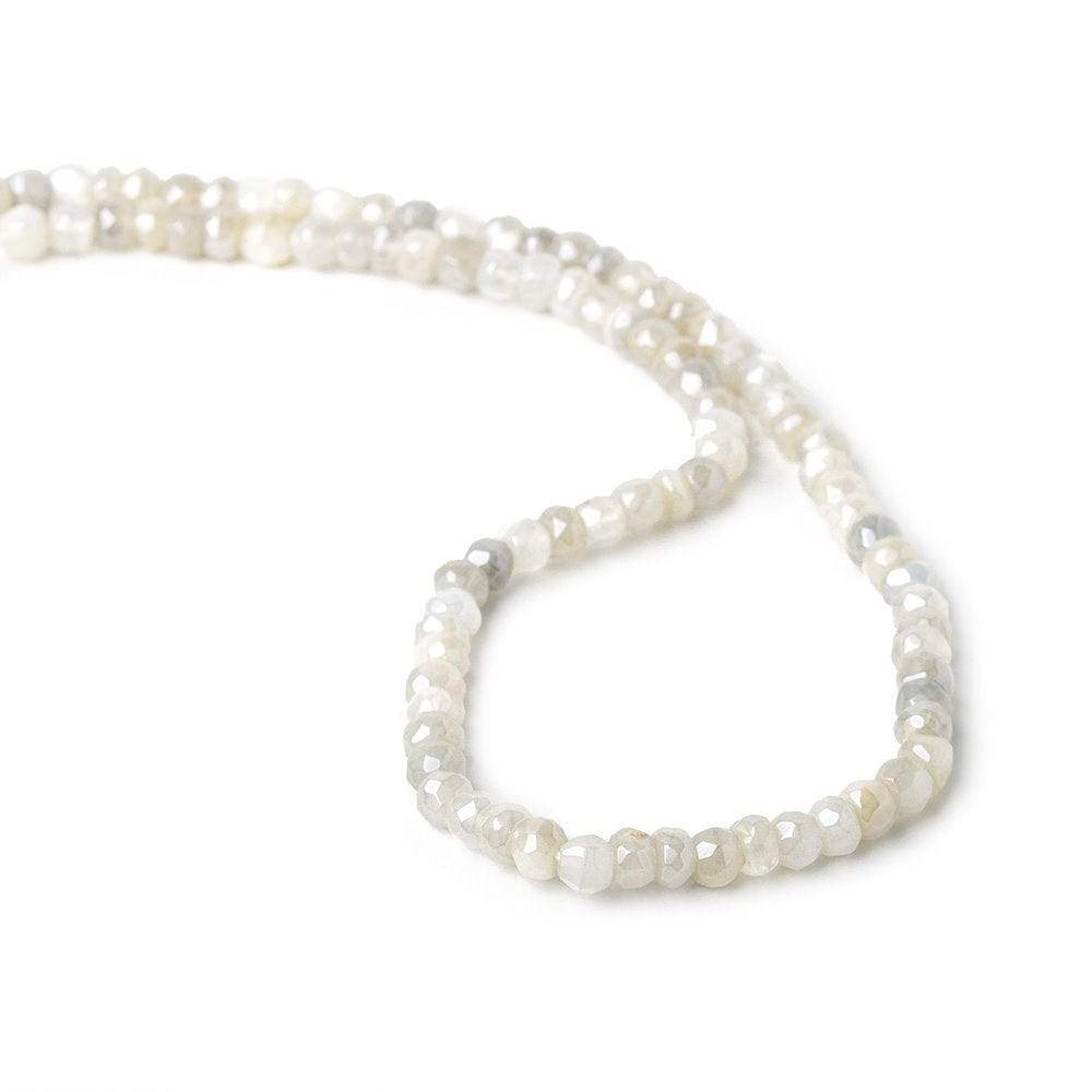 5mm Mystic Off White & Grey Moonstone faceted rondelle beads 13 inch 100 pieces