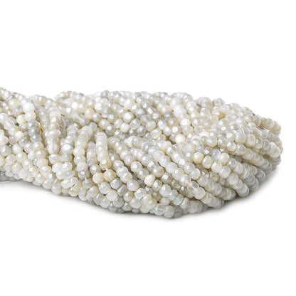 5mm Mystic Off White & Grey Moonstone faceted rondelle beads 13 inch 100 pieces