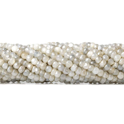 5mm Mystic Off White & Grey Moonstone faceted rondelle beads 13 inch 100 pieces
