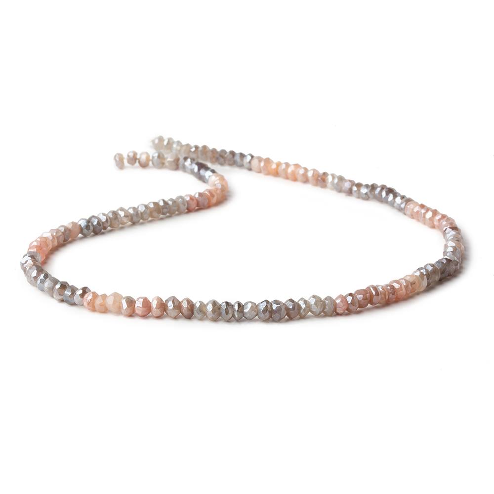 3-4mm Mystic Peach & Grey Moonstone faceted rondelle beads 13 inch 119 pieces