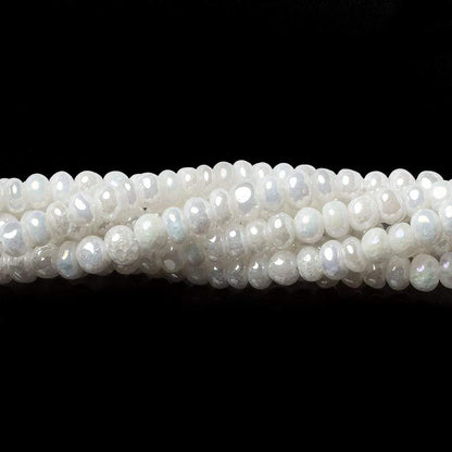 4mm Mystic Pearly White Quartz plain rondelle beads 15 inch 129 pieces