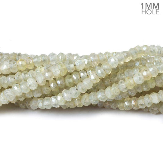 4mm Mystic Prehnite faceted rondelle beads 1mm hole 12 inch 132 pieces
