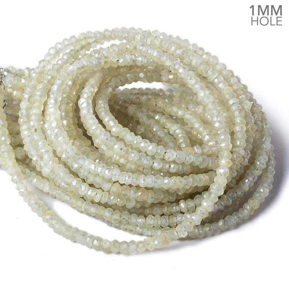 4mm Mystic Prehnite faceted rondelle beads 1mm hole 12 inch 132 pieces