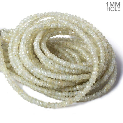 4mm Mystic Prehnite faceted rondelle beads 1mm hole 12 inch 132 pieces