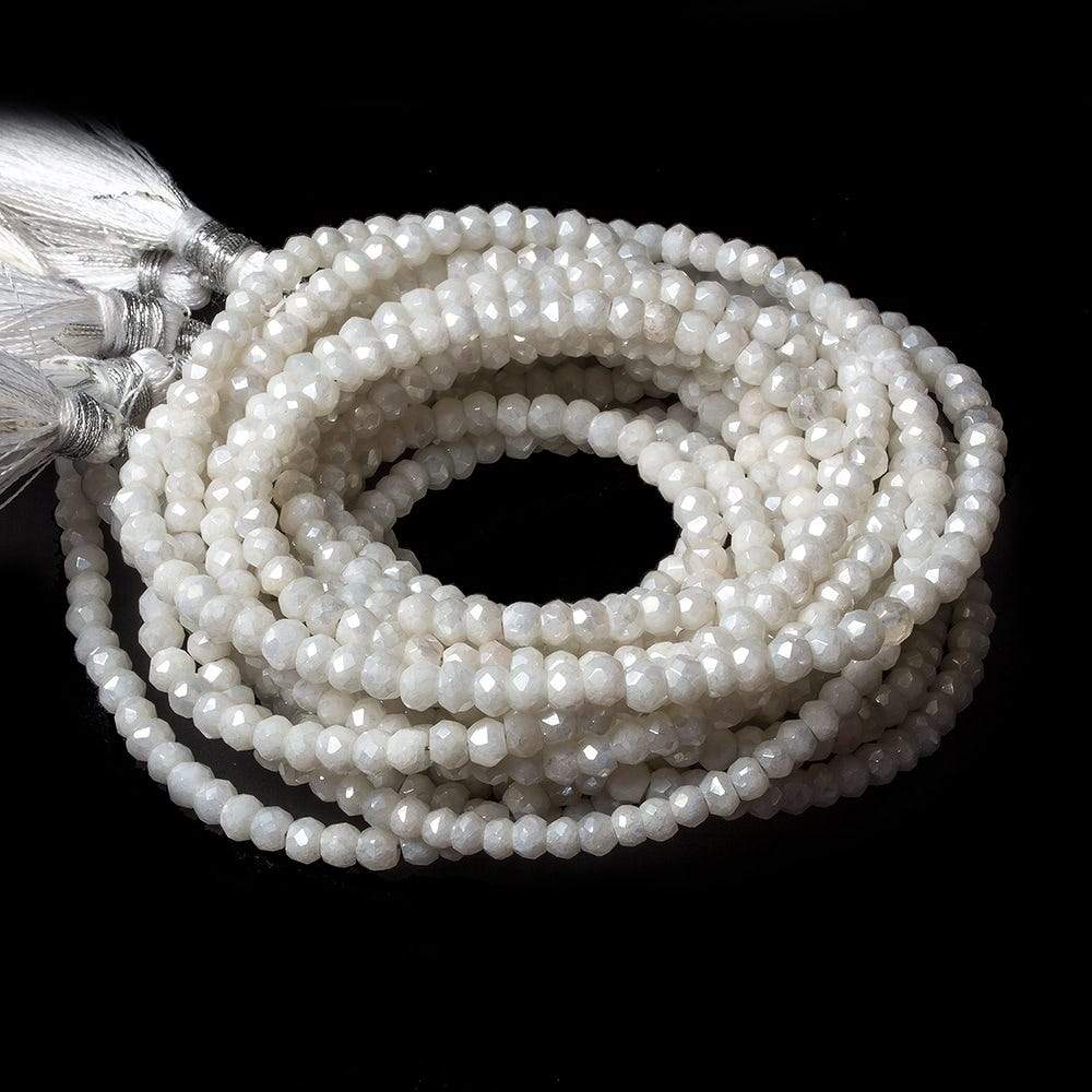 4mm Mystic White Quartz faceted rondelle beads 13 inch 100 pieces