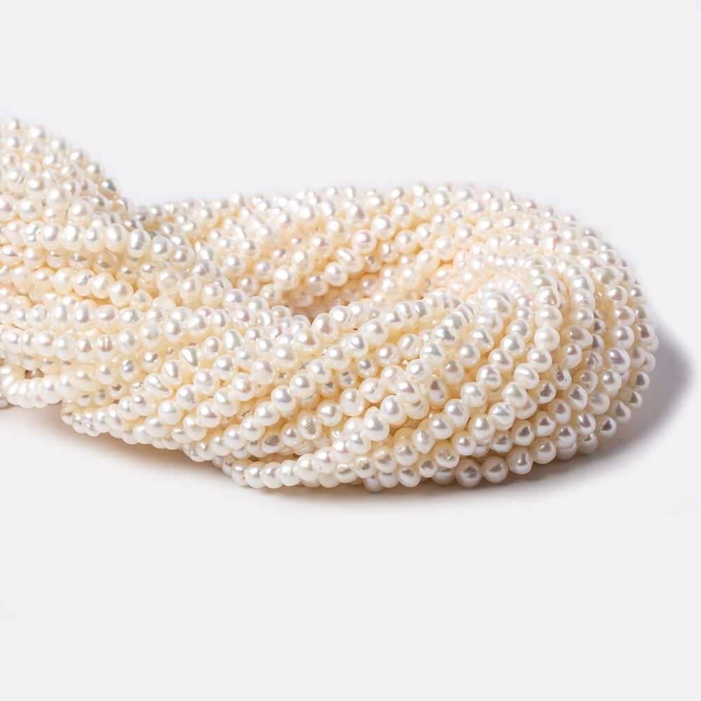 4mm Off White side drilled Baroque Freshwater Pearls 16 inch 122 pieces