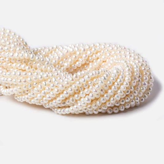 4mm Off White side drilled Baroque Freshwater Pearls 16 inch 122 pieces