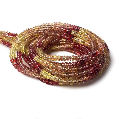 4mm Orange and Yellow Sapphire Plain Rondelle Beads 18 inch 200 pieces