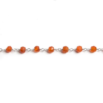 4mm Carnelian faceted rondelle Silver Chain by the foot 34 pieces