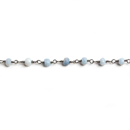 4mm Owyhee Denim Blue Opal  faceted rondelle Black Gold Chain