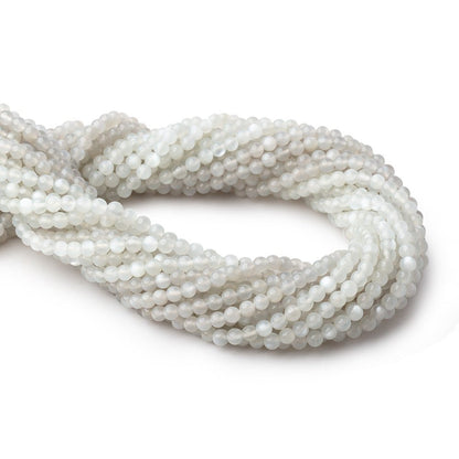 4mm Pale Grey Moonstone Plain Rounds 16 inch 100 Beads