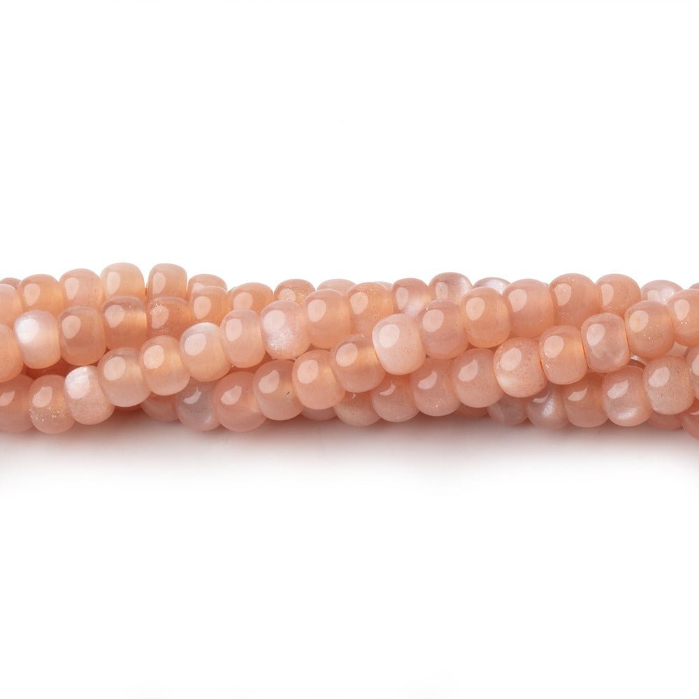 4mm Peach Moonstone Plain Rondelles 16 inch 135 Beads