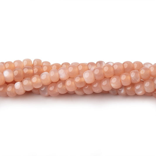4mm Peach Moonstone Plain Rondelles 16 inch 135 Beads