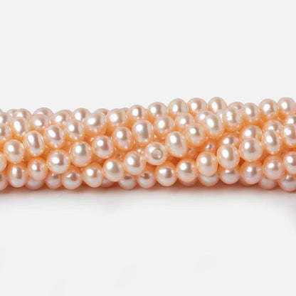 4.5x4mm Peach Side Drilled Off Round Freshwater Pearls 15 inch 98 pieces
