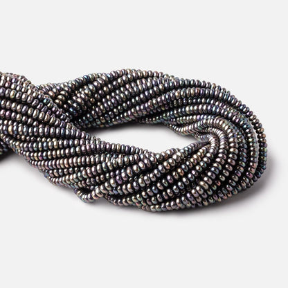 4mm Peacock Center Drill Button Freshwater Pearls 15 inch 142 beads AA