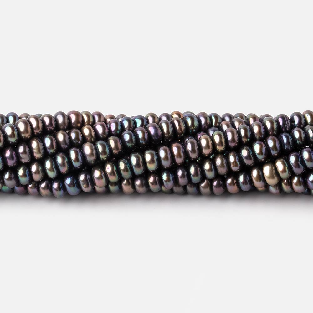 4mm Peacock Center Drill Button Freshwater Pearls 15 inch 142 beads AA