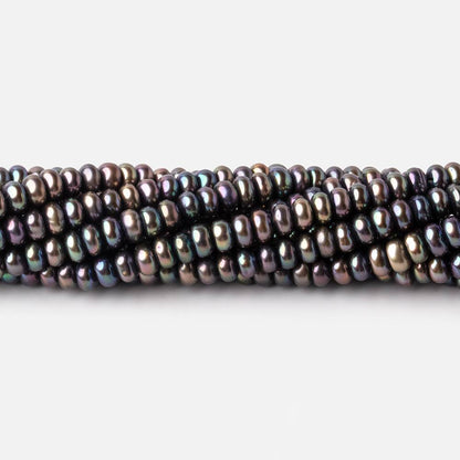 4mm Peacock Center Drill Button Freshwater Pearls 15 inch 142 beads AA