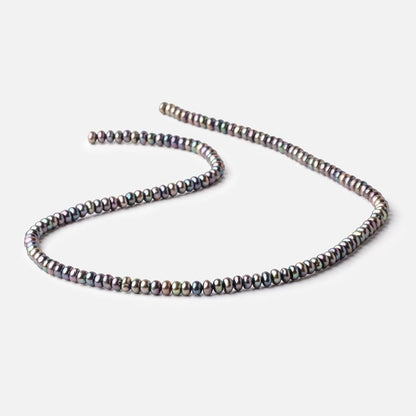 4mm Peacock Center Drill Button Freshwater Pearls 15 inch 142 beads AA