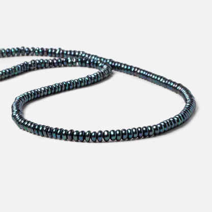 4mm Peacock Teal Center Drilled Button Freshwater Pearls 15 inch 149 pieces